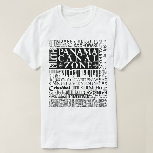 PCZ - Panama Canal Zone Locaties in zwart T-shirt (Design voorkant)