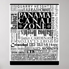PCZ - Panama Canal Zone Locaties met Border Poster