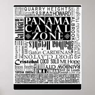 PCZ - Panama Canal Zone Locaties met Border Poster