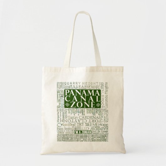 PCZ - Panama Canal Zone Locaties met kaart / Groen Tote Bag (Voorkant)