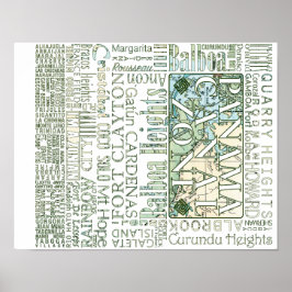 PCZ - Panama Canal Zone Locaties met Kaart Poster