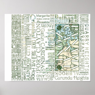 PCZ - Panama Canal Zone Locaties met Kaart Poster