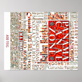 PCZ - Panama Canal Zone Locaties met Mola Design Poster (Voorkant)