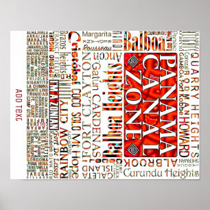 PCZ - Panama Canal Zone Locaties met Mola Design Poster