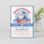 PD Blue Kerstfeest Uitnodiging (Staand voorkant)