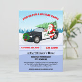 PD Merry Christmas Police Car with Santa Holiday Kaart (Staand voorkant)