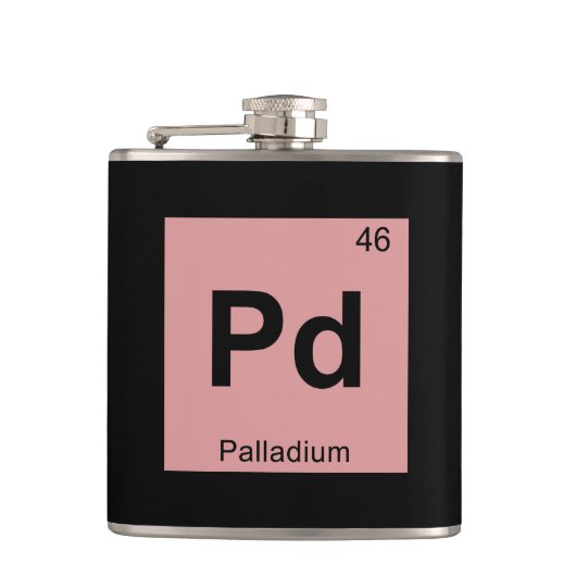 Pd - Palladium Chemistry Periodic Table Symbol Heupfles (Voorkant)