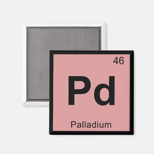 Pd - Palladium Chemistry Periodic Table Symbol Magneet (Voorkant / Achterkant)