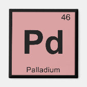 Pd - Palladium Chemistry Periodic Table Symbol Magneet (Voorkant)
