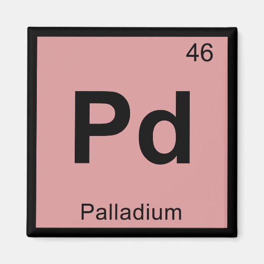 Pd - Palladium Chemistry Periodic Table Symbol Magneet (Voorkant)