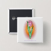 PD Symptoom Worded Tulp met burst Vierkante Button 5,1 Cm (Voorkant /achterkant)