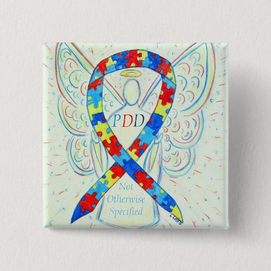 PDD-NOS (Niet Anders Omschreven) engel lint speld Vierkante Button 5,1 Cm (Voorkant)