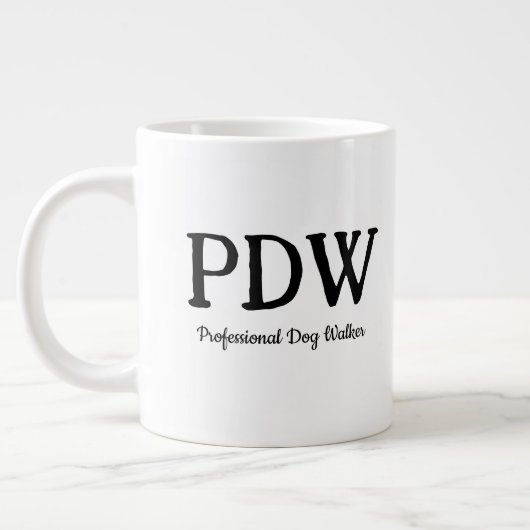 “PDW Professionele Hondenuitlater” Grappig Geschen Grote Koffiekop (Links)