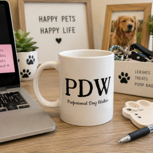 “PDW Professionele Hondenuitlater” Grappig Geschen Grote Koffiekop