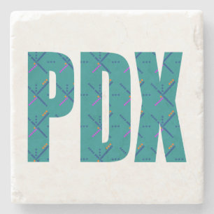 PDX Portland Airport Carpet Text Stenen Onderzetter