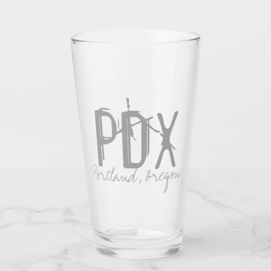 PDX Portland Airport Typografie Glas (Voorkant)