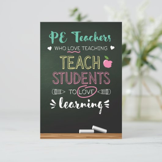 PE-docenten die van onderwijs houden Bedankkaart (Staand voorkant)