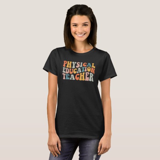 PE Leraar retro groovy Physical Education T-shirt (Voorkant volledig)