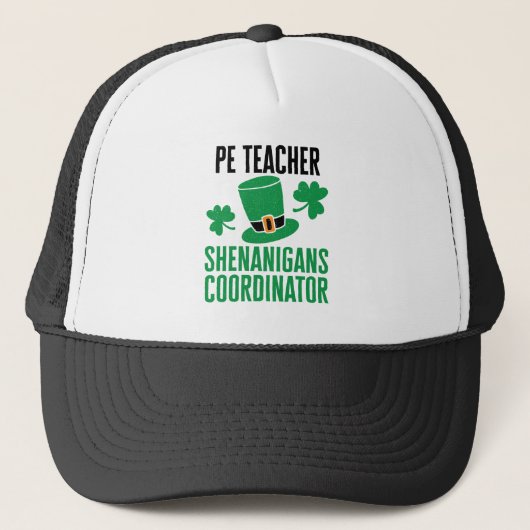 PE-leraar Shenanigans Coordinator St Patricks Day Trucker Pet (Voorkant)
