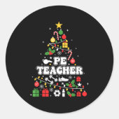 Pe Physical Education Teacher Christmas Tree Women Ronde Sticker (Voorkant)