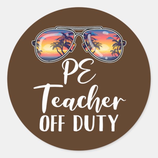 PE Physical Education Teacher Off Duty Sunglasses Ronde Sticker (Voorkant)