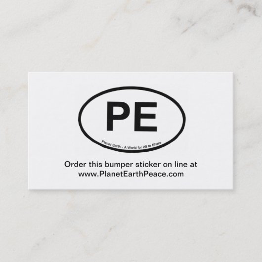 PE - Planet Earth Visitekaartje (Voorkant)