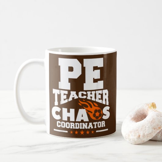 PE Teacher Chaos Coordinator Physical Education Koffiemok (Met donut)