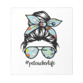 Pe Teacher Messy Bun Life Hair Glasses Phys Ed Notitieblok (Voorkant)