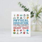 PE Teacher Phys Gym Coach Heart Race Briefkaart (Staand voorkant)