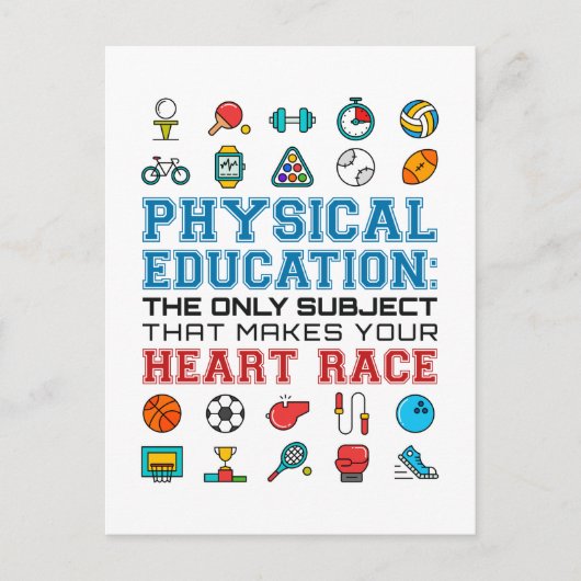 PE Teacher Phys Gym Coach Heart Race Briefkaart (Voorkant)