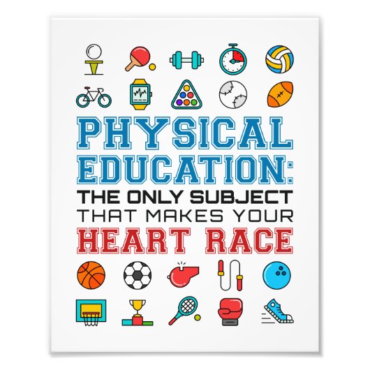 PE Teacher Phys Gym Coach Heart Race Foto Afdruk (Voorkant)