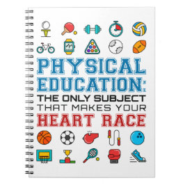 PE Teacher Phys Gym Coach Heart Race Notitieboek