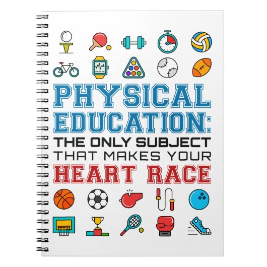 PE Teacher Phys Gym Coach Heart Race Notitieboek (Voorkant)