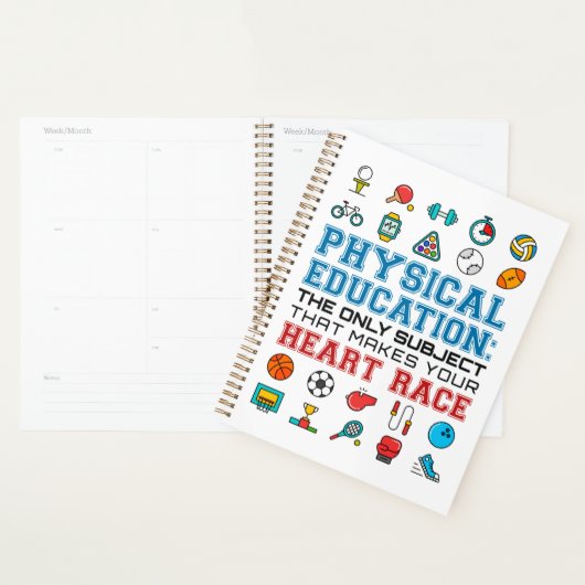 PE Teacher Phys Gym Coach Heart Race Planner (Display)