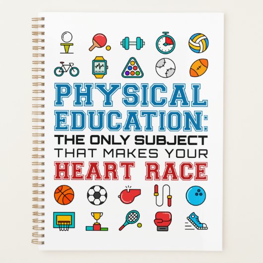 PE Teacher Phys Gym Coach Heart Race Planner (Voorkant)