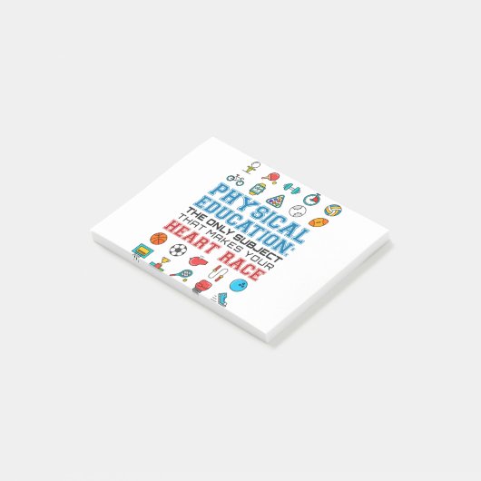 PE Teacher Phys Gym Coach Heart Race Post-it® Notes (Schuin)
