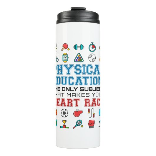 PE Teacher Phys Gym Coach Heart Race Thermosbeker (Voorkant)