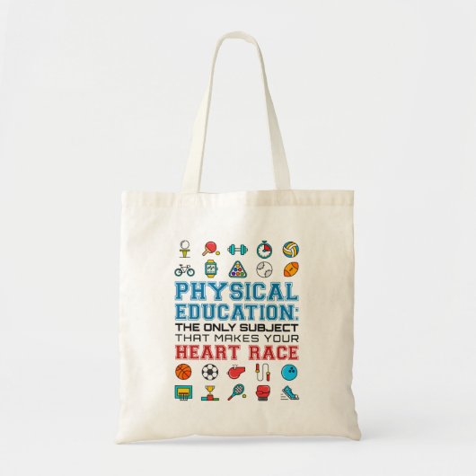 PE Teacher Phys Gym Coach Heart Race Tote Bag (Voorkant)