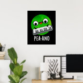 Pea-ano Funny Music Veggie Pea Pun Dark BG Poster (Thuiskantoor)
