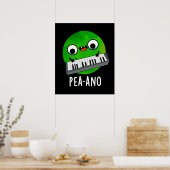 Pea-ano Funny Music Veggie Pea Pun Dark BG Poster (Keuken)