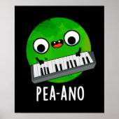Pea-ano Funny Music Veggie Pea Pun Dark BG Poster (Voorkant)
