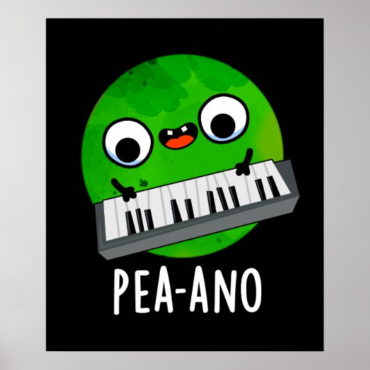 Pea-ano Funny Music Veggie Pea Pun Dark BG Poster (Voorkant)