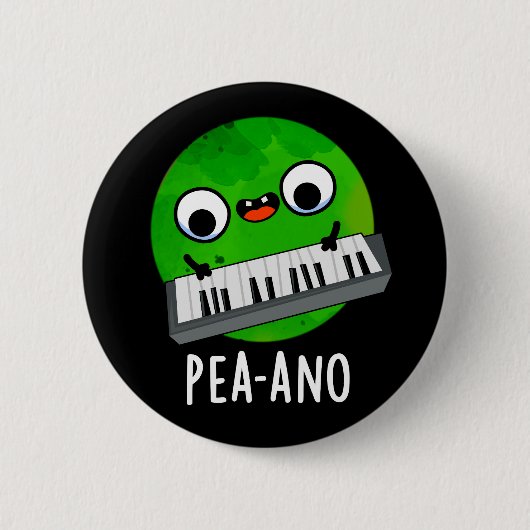 Pea-ano Funny Music Veggie Pea Pun Dark BG Ronde Button 5,7 Cm (Voorkant)