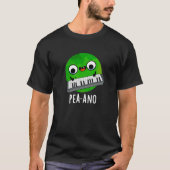 Pea-ano Funny Music Veggie Pea Pun Dark BG T-shirt (Voorkant)