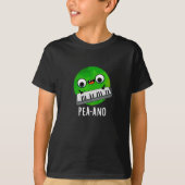 Pea-ano Funny Music Veggie Pea Pun Dark BG T-shirt (Voorkant)