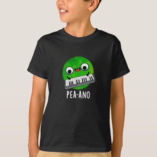 Pea-ano Funny Music Veggie Pea Pun Dark BG T-shirt (Voorkant)