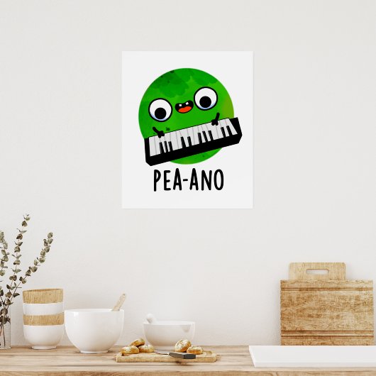 Pea-ano Funny Music Veggie Pea Pun Poster (Keuken)