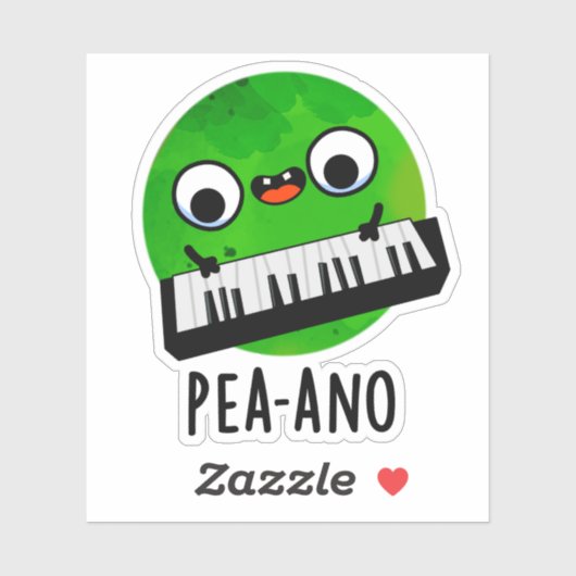 Pea-ano Funny Music Veggie Pea Pun Sticker (Vel)
