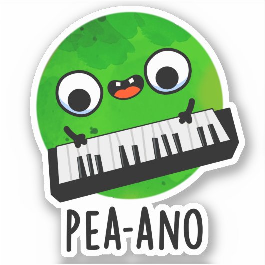 Pea-ano Funny Music Veggie Pea Pun Sticker (Voorkant)