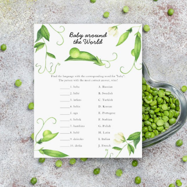 Pea baby shower - baby around the world game (Creator heeft geüpload)